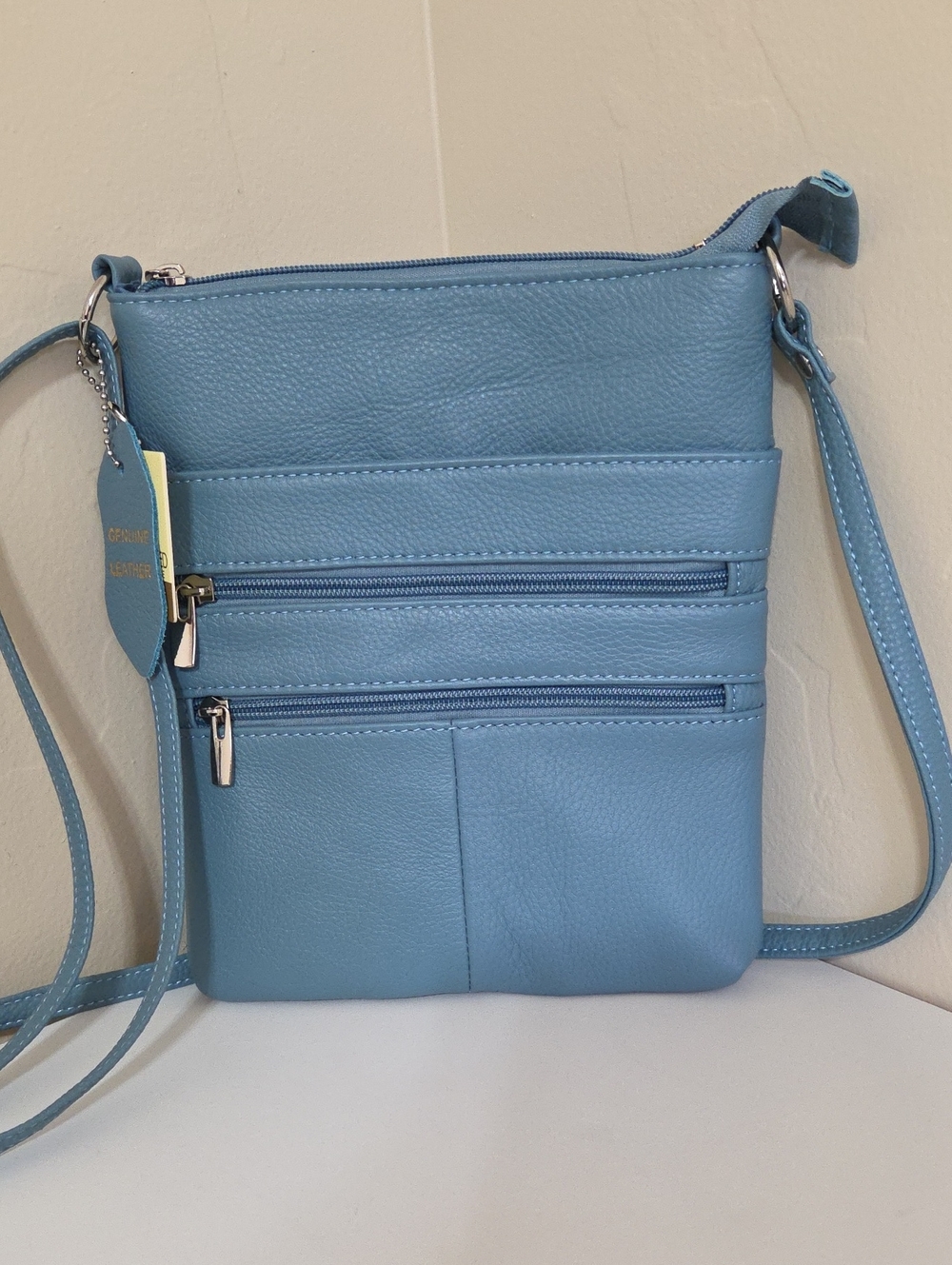 Blue Crossbody Leatherette Organizer Bag